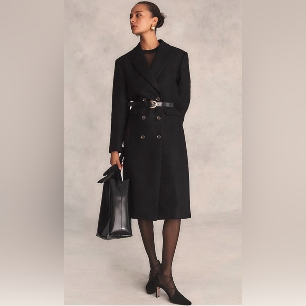 $398 J.Crew DOUBLE-BREASTED TOPCOAT IN
WOOL CASHMERE Black - Picture 2 of 15